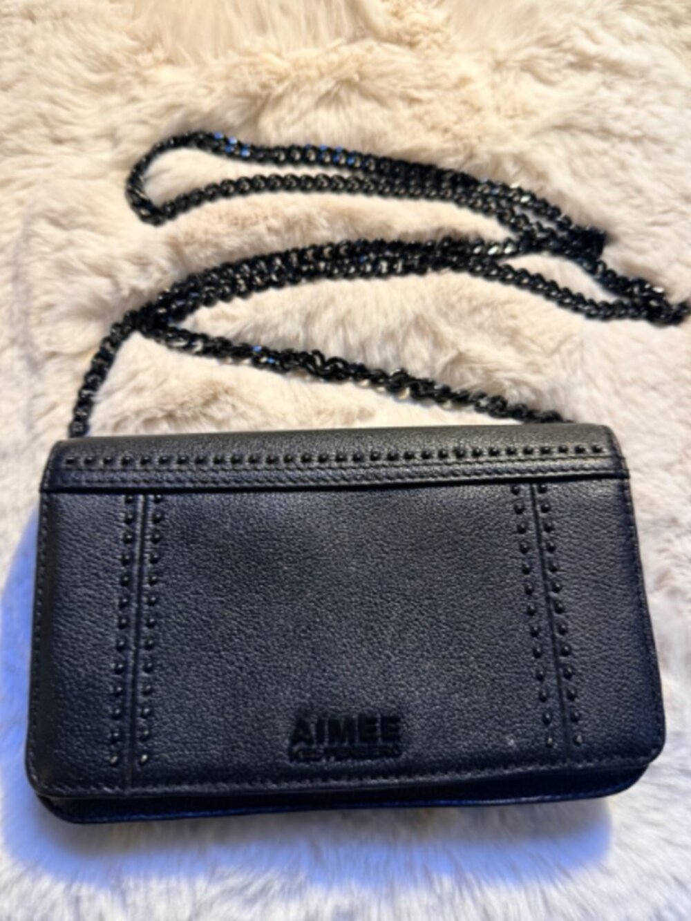 Aimee Kestenberg "You're a Stud" Black Leather Convertible Crossbody Bag Clutch